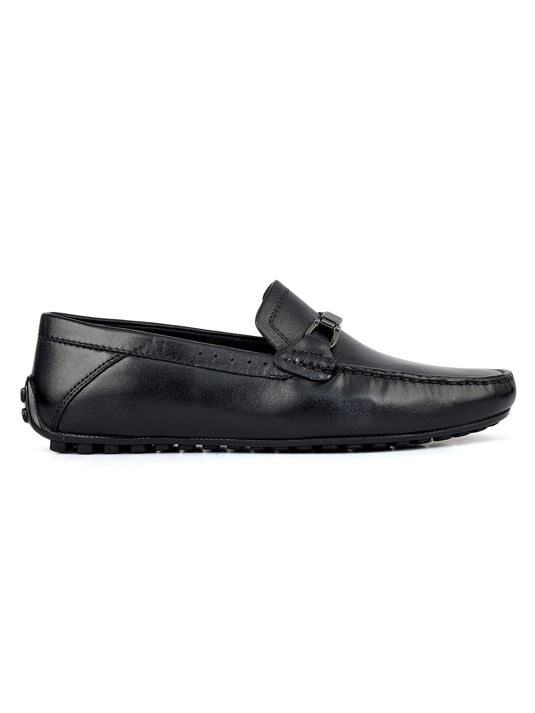 Black Metal Bit Moccasins