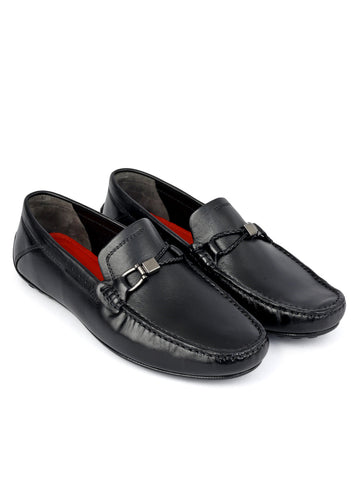 Black Metal Bit Moccasins