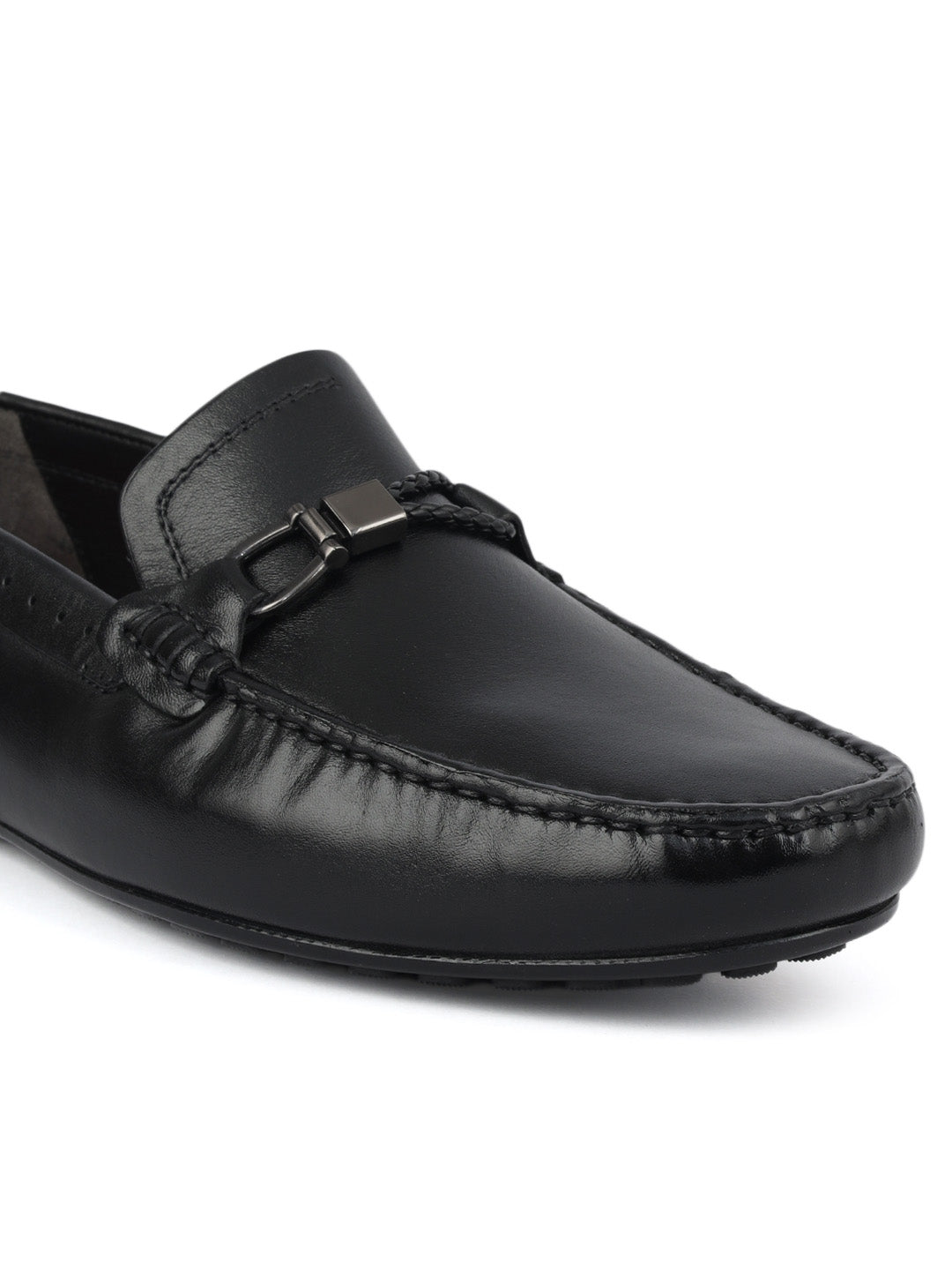Black Metal Bit Moccasins