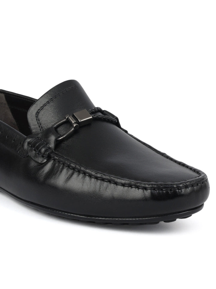 Black Metal Bit Moccasins