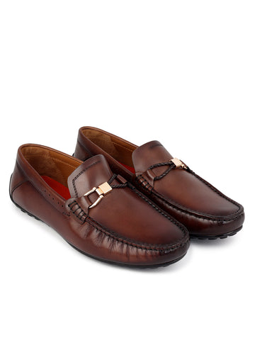 Brown Metal Bit Moccasins