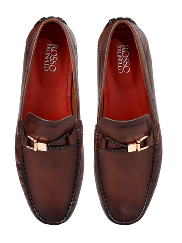 Brown Metal Bit Moccasins