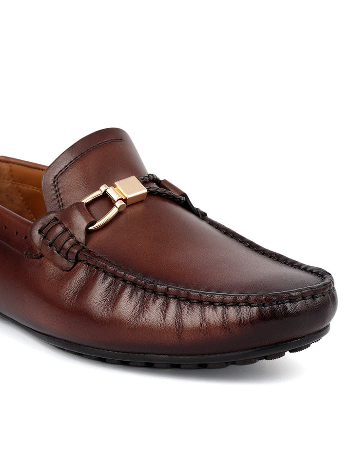 Brown Metal Bit Moccasins