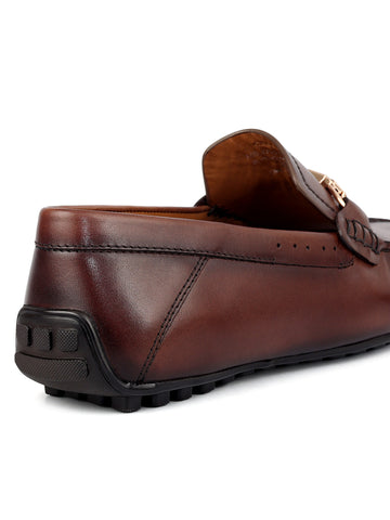Brown Metal Bit Moccasins