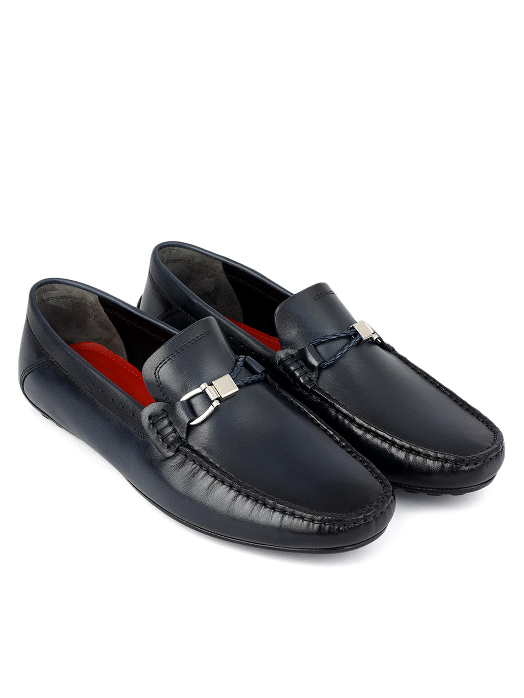 Blue Metal Bit Moccasins