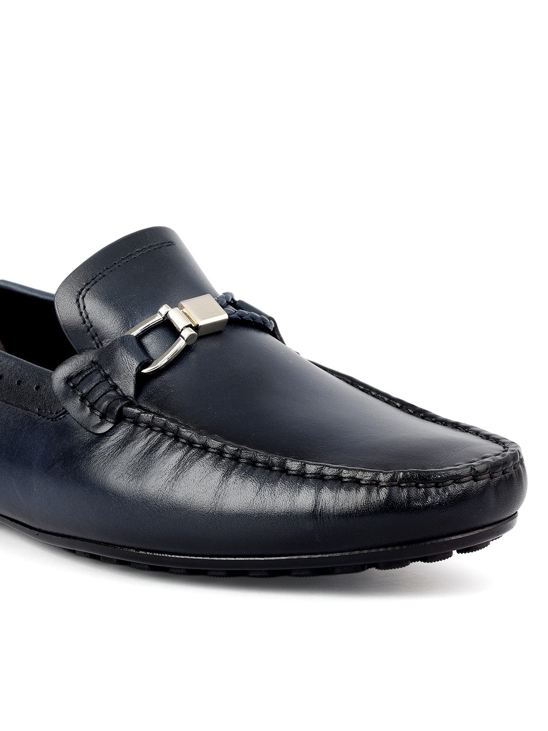 Blue Metal Bit Moccasins