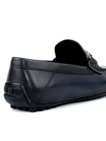 Blue Metal Bit Moccasins