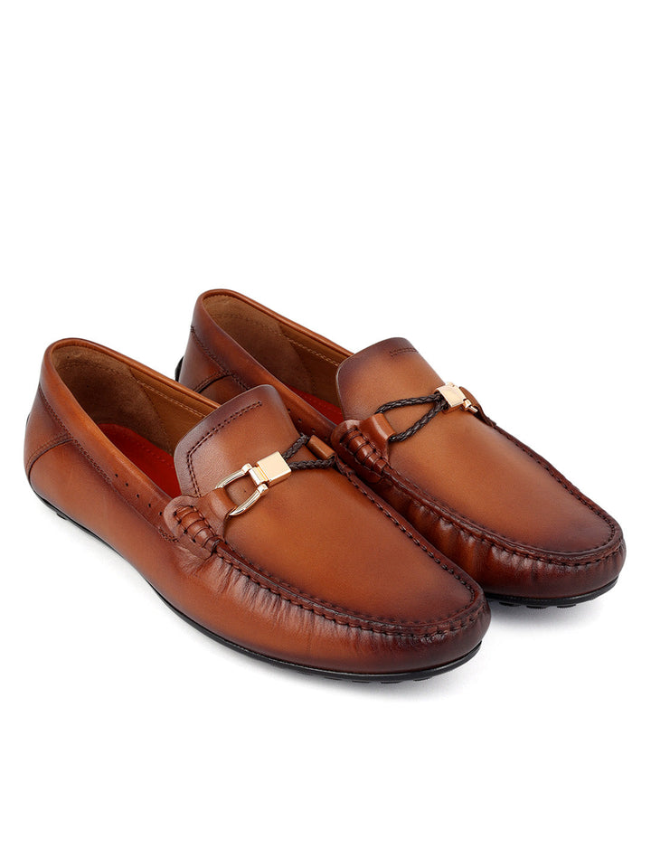 Tan Metal Bit Moccasins