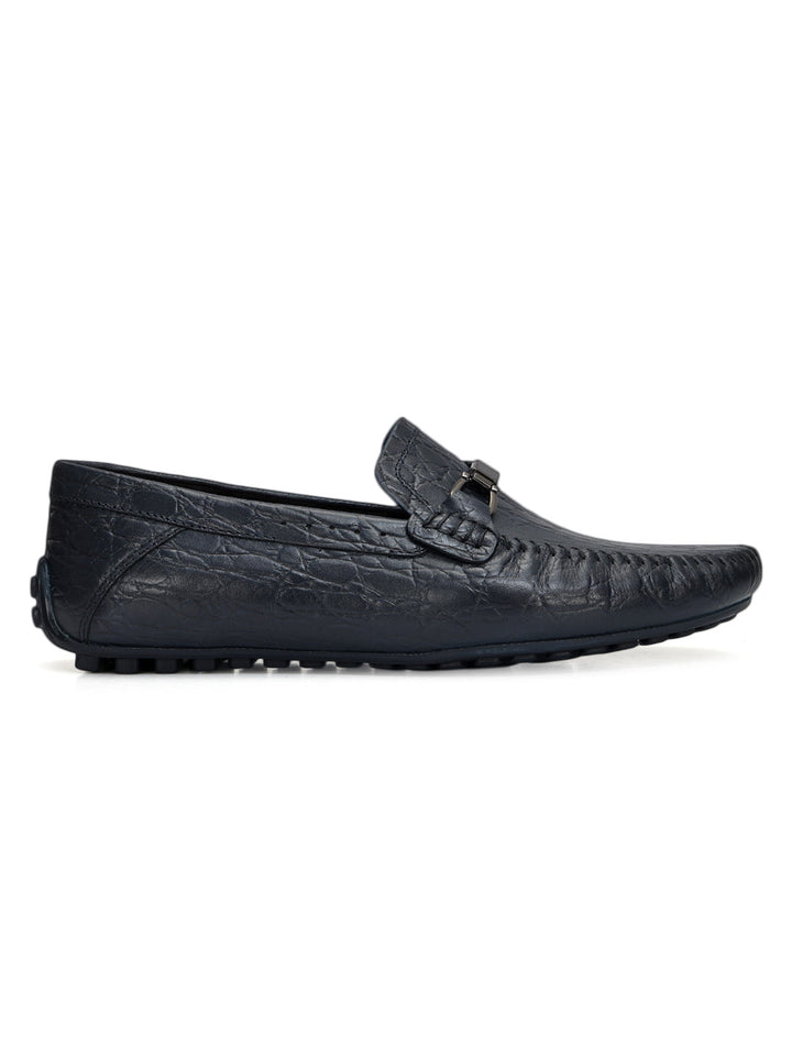 Blue Croco Textured Moccasins