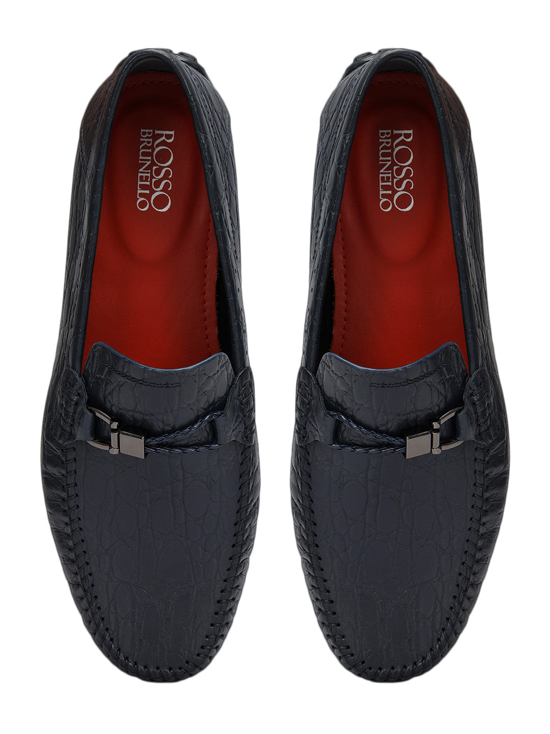 Blue Croco Textured Moccasins