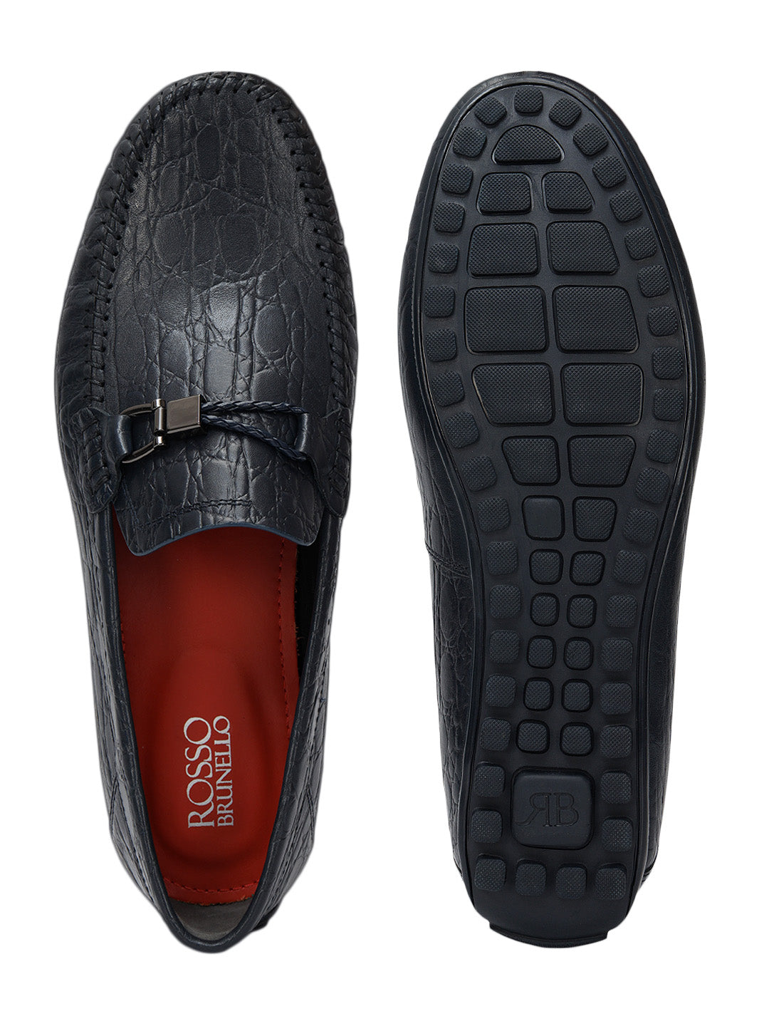 Blue Croco Textured Moccasins