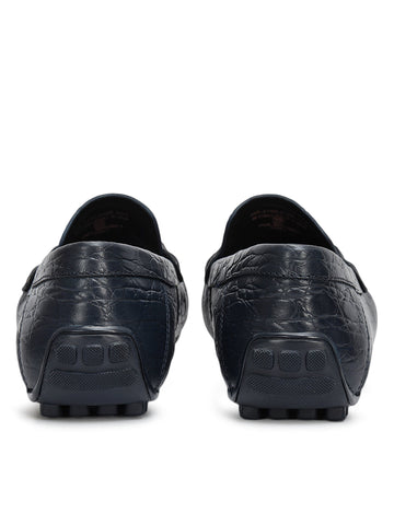 Blue Croco Textured Moccasins