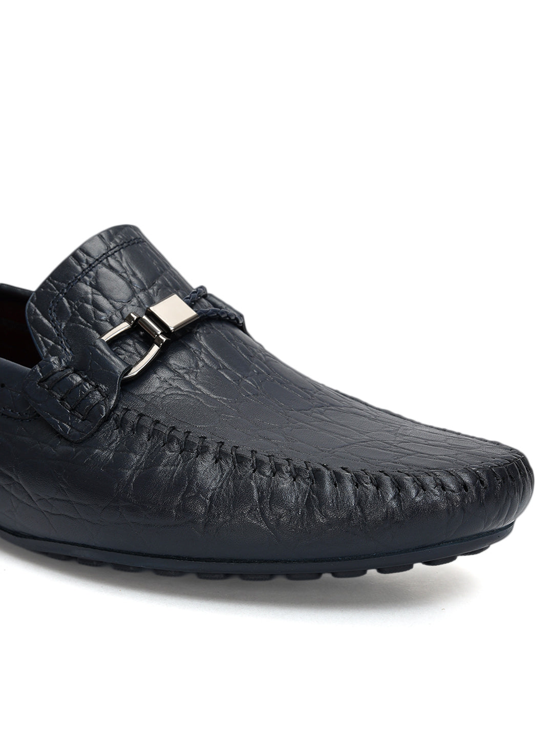 Blue Croco Textured Moccasins