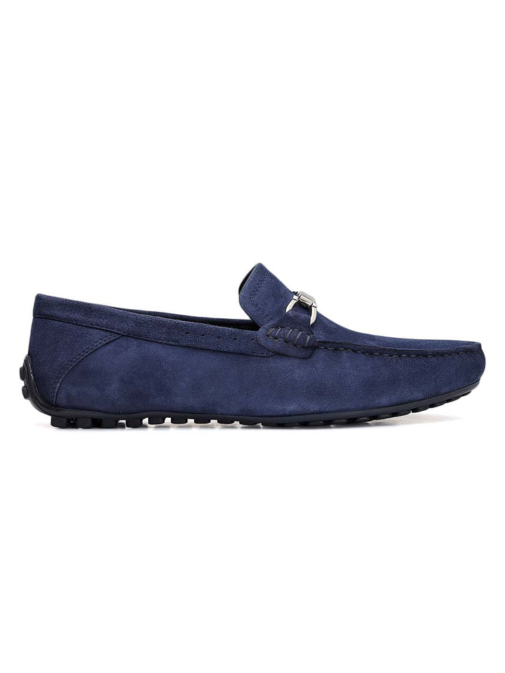 Blue Suede Leather Moccasins