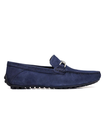 Blue Suede Leather Moccasins