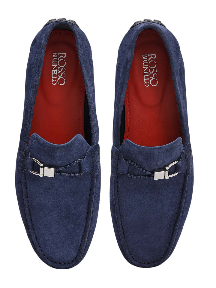 Blue Suede Leather Moccasins