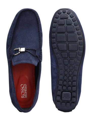 Blue Suede Leather Moccasins