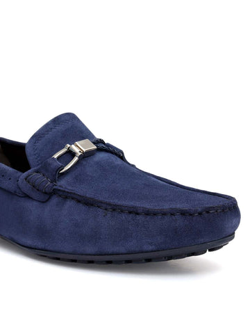 Blue Suede Leather Moccasins