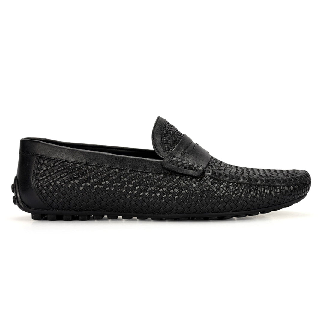 Black Mat Textured Moccasins