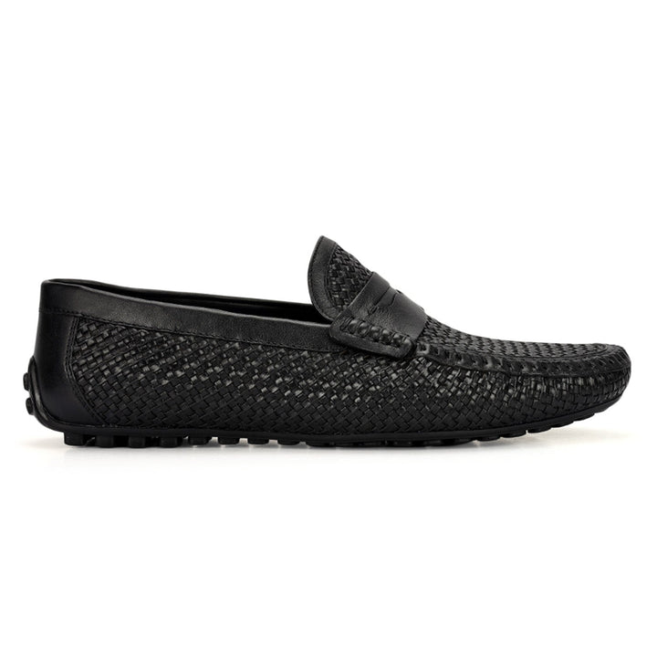 Black Mat Textured Moccasins