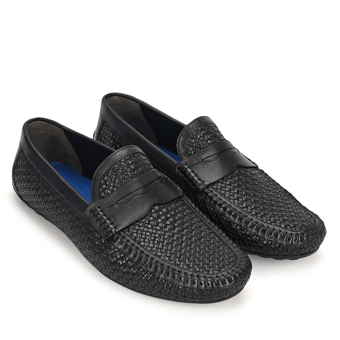 Black Mat Textured Moccasins