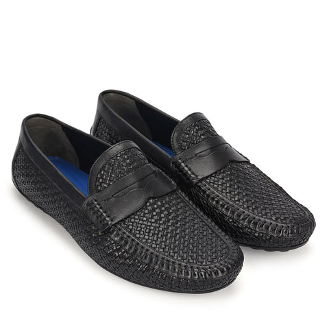Black Mat Textured Moccasins