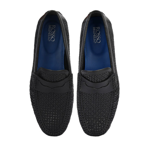Black Mat Textured Moccasins