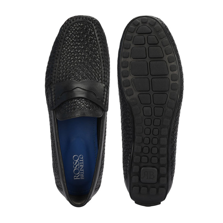 Black Mat Textured Moccasins