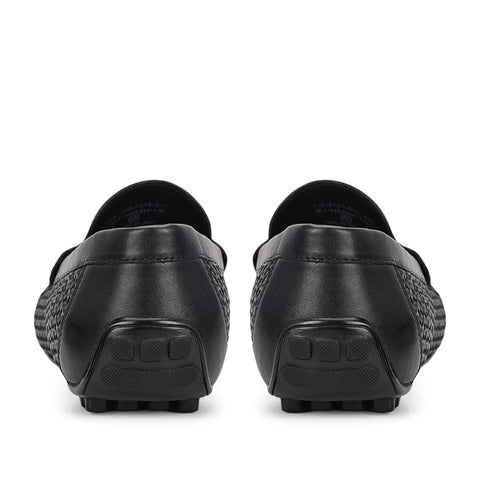 Black Mat Textured Moccasins