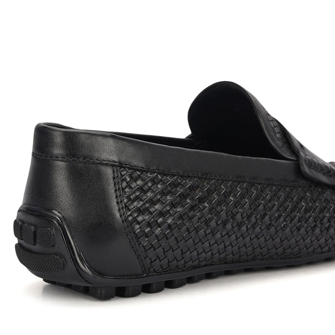 Black Mat Textured Moccasins