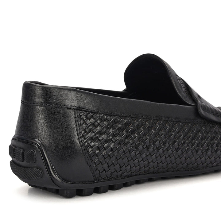 Black Mat Textured Moccasins