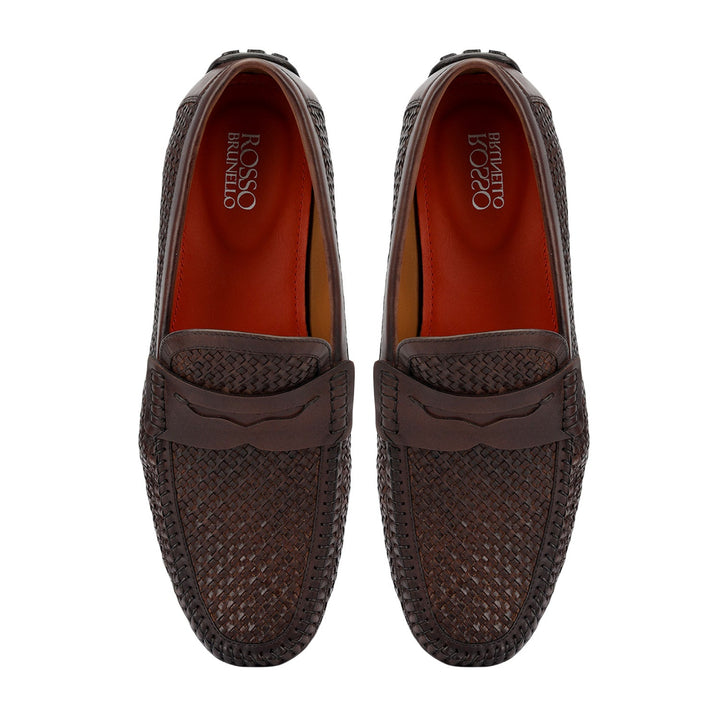 Brown Mat Textured Moccasins