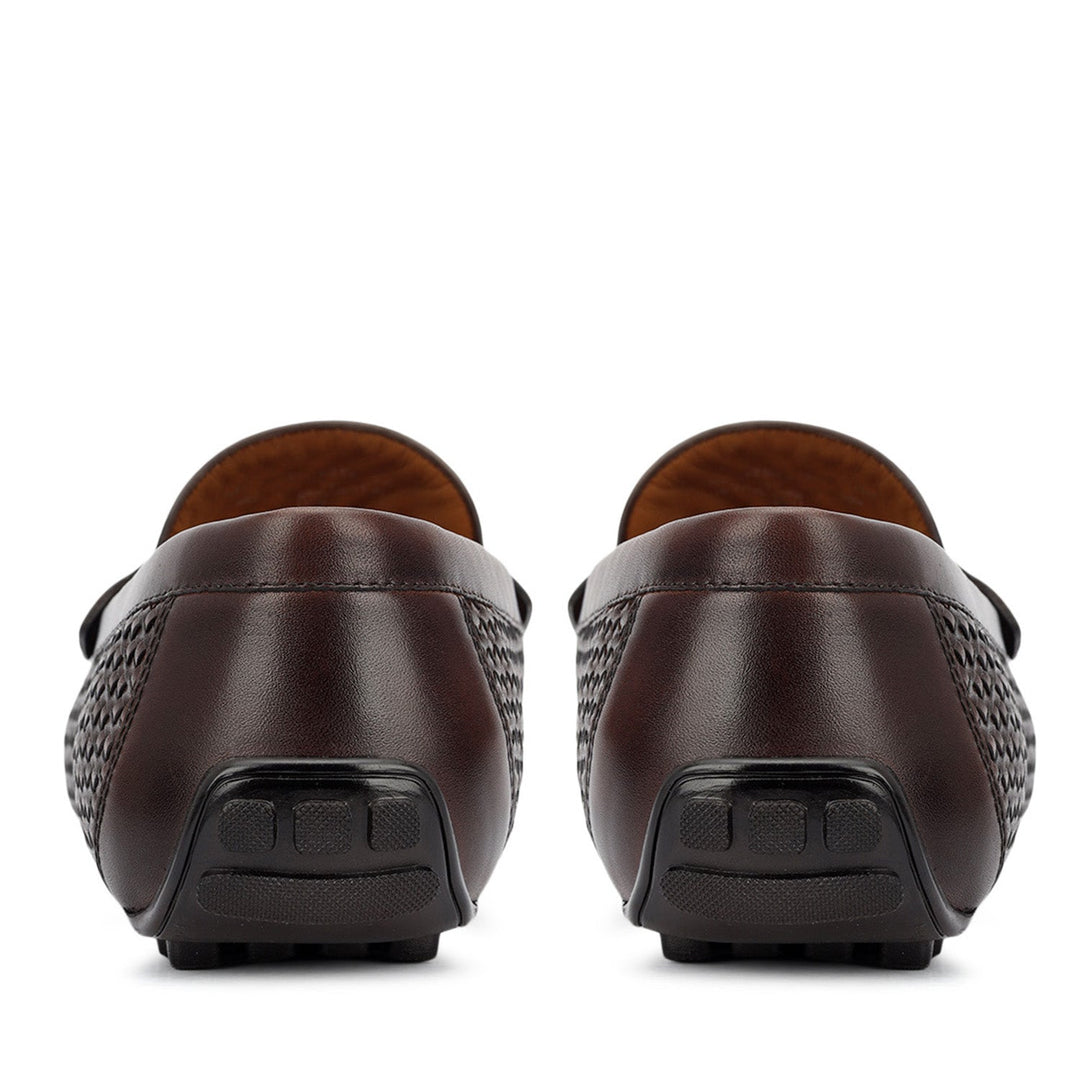 Brown Mat Textured Moccasins