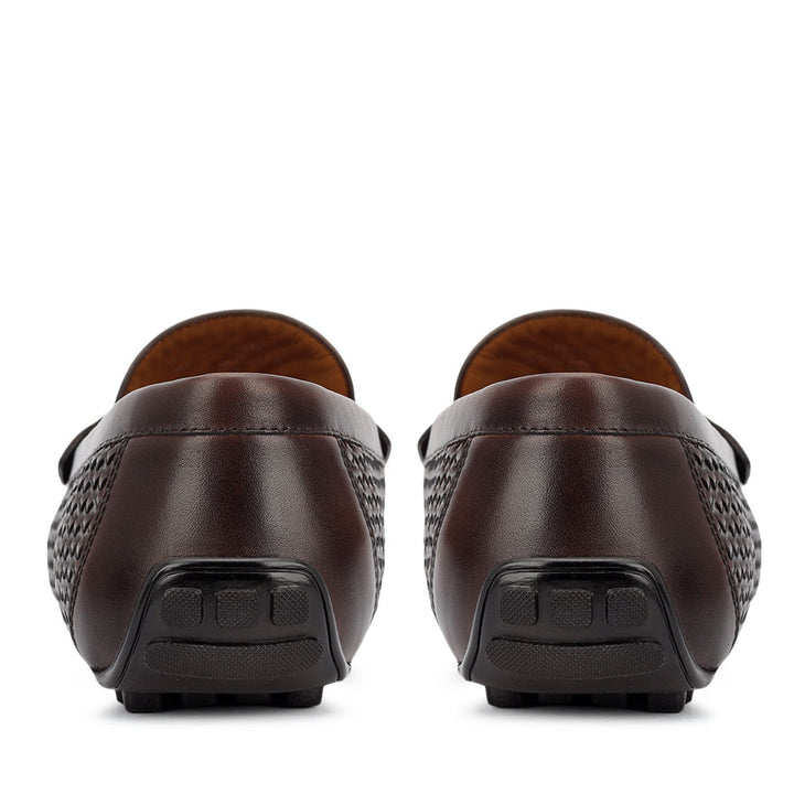 Brown Mat Textured Moccasins