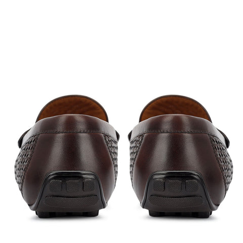Brown Mat Textured Moccasins