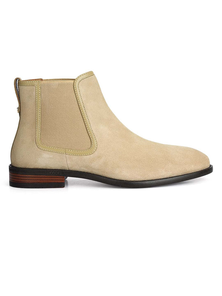 Beige Suede Leather Boots
