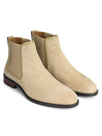 Beige Suede Leather Boots