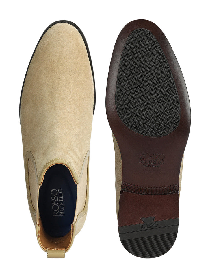 Beige Suede Leather Boots