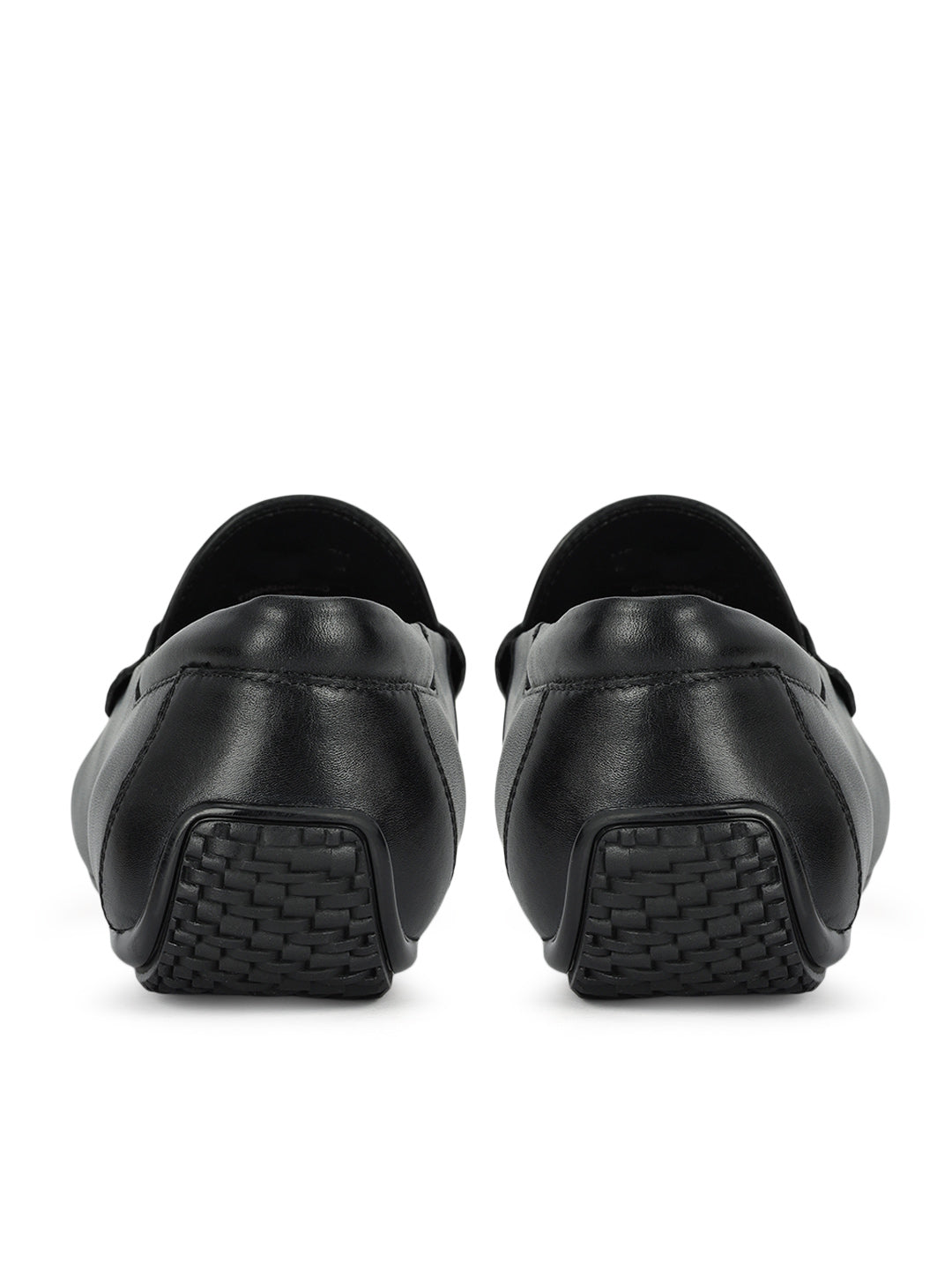 Black Leather Moccasins With Buckle