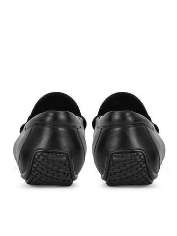 Black Leather Moccasins With Buckle
