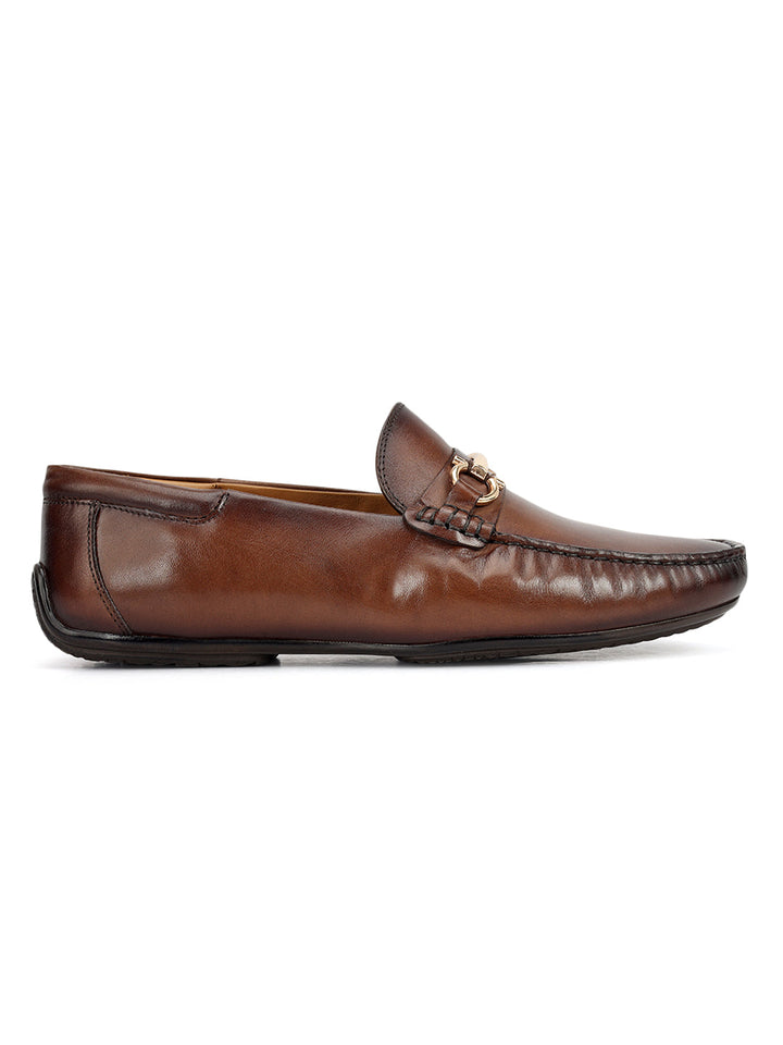 Brown Leather Moccasins With Buckle