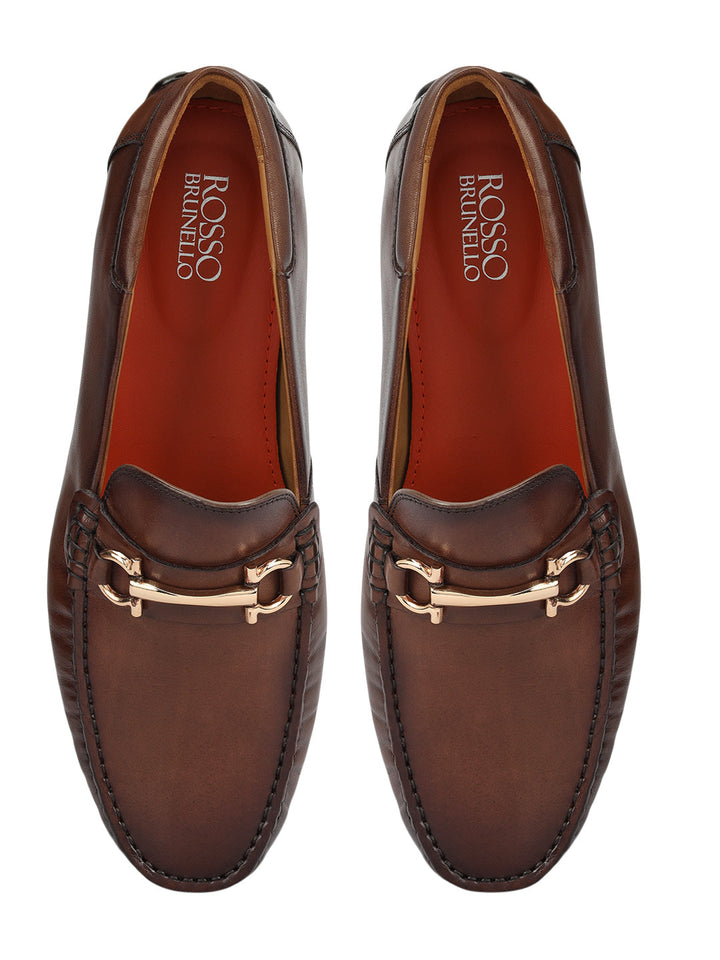 Brown Leather Moccasins With Buckle