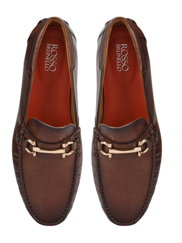Brown Leather Moccasins With Buckle