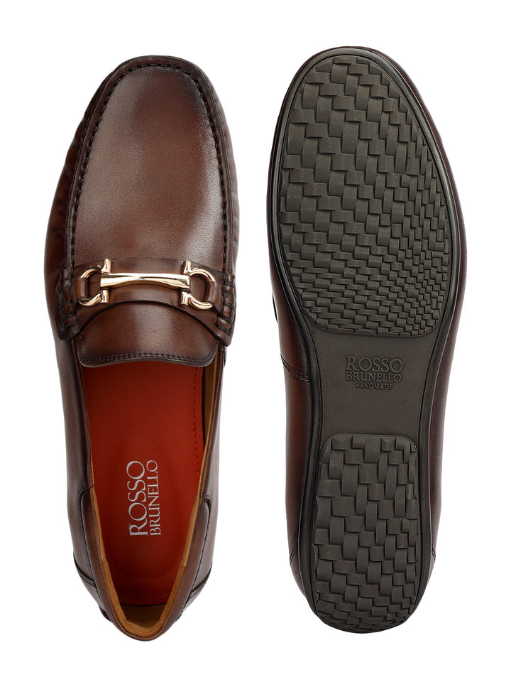 Brown Leather Moccasins With Buckle