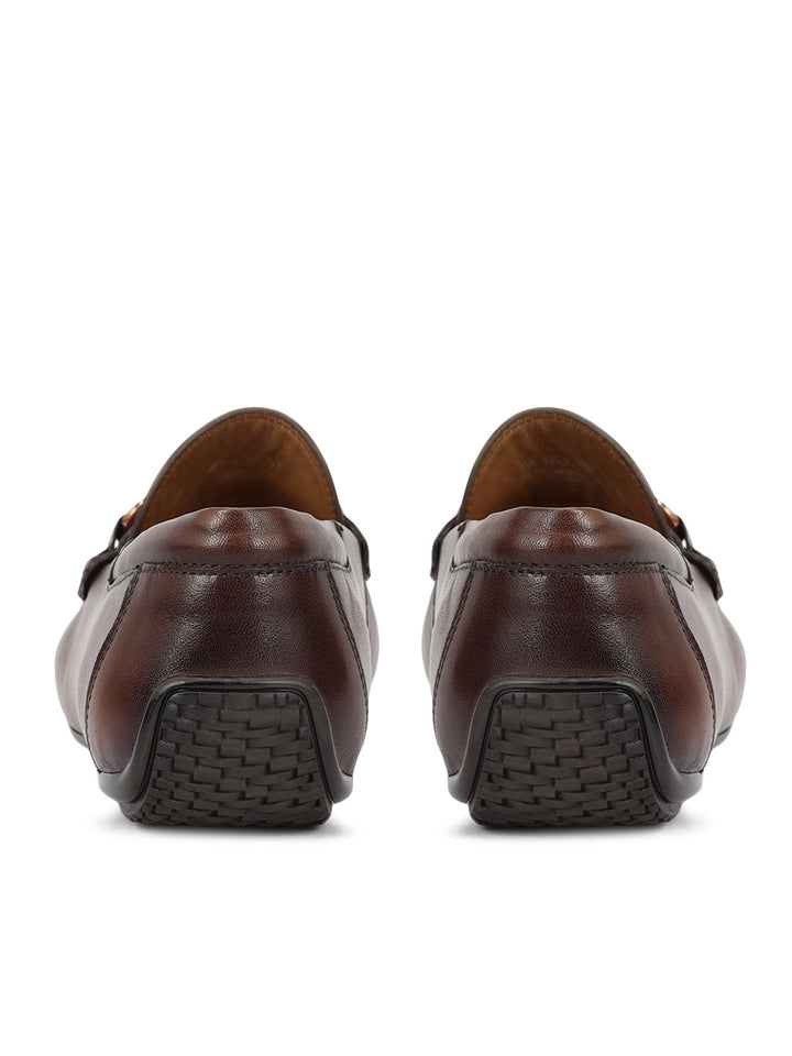 Brown Leather Moccasins With Buckle
