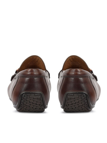 Brown Leather Moccasins With Buckle