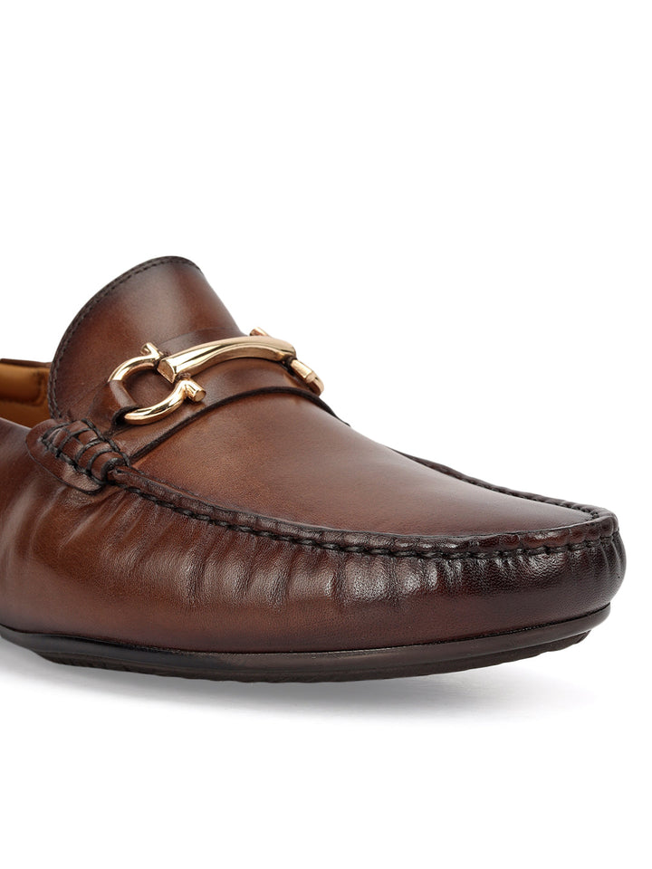 Brown Leather Moccasins With Buckle