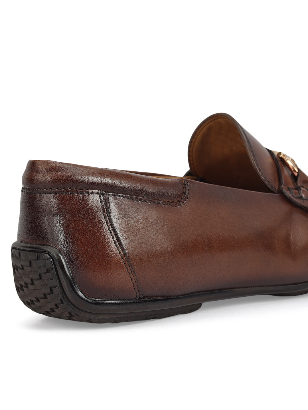 Brown Leather Moccasins With Buckle