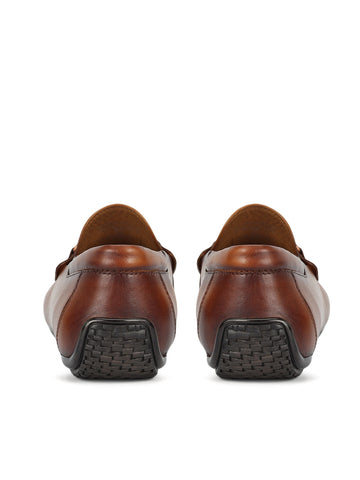 Tan Leather Moccasins With Buckle
