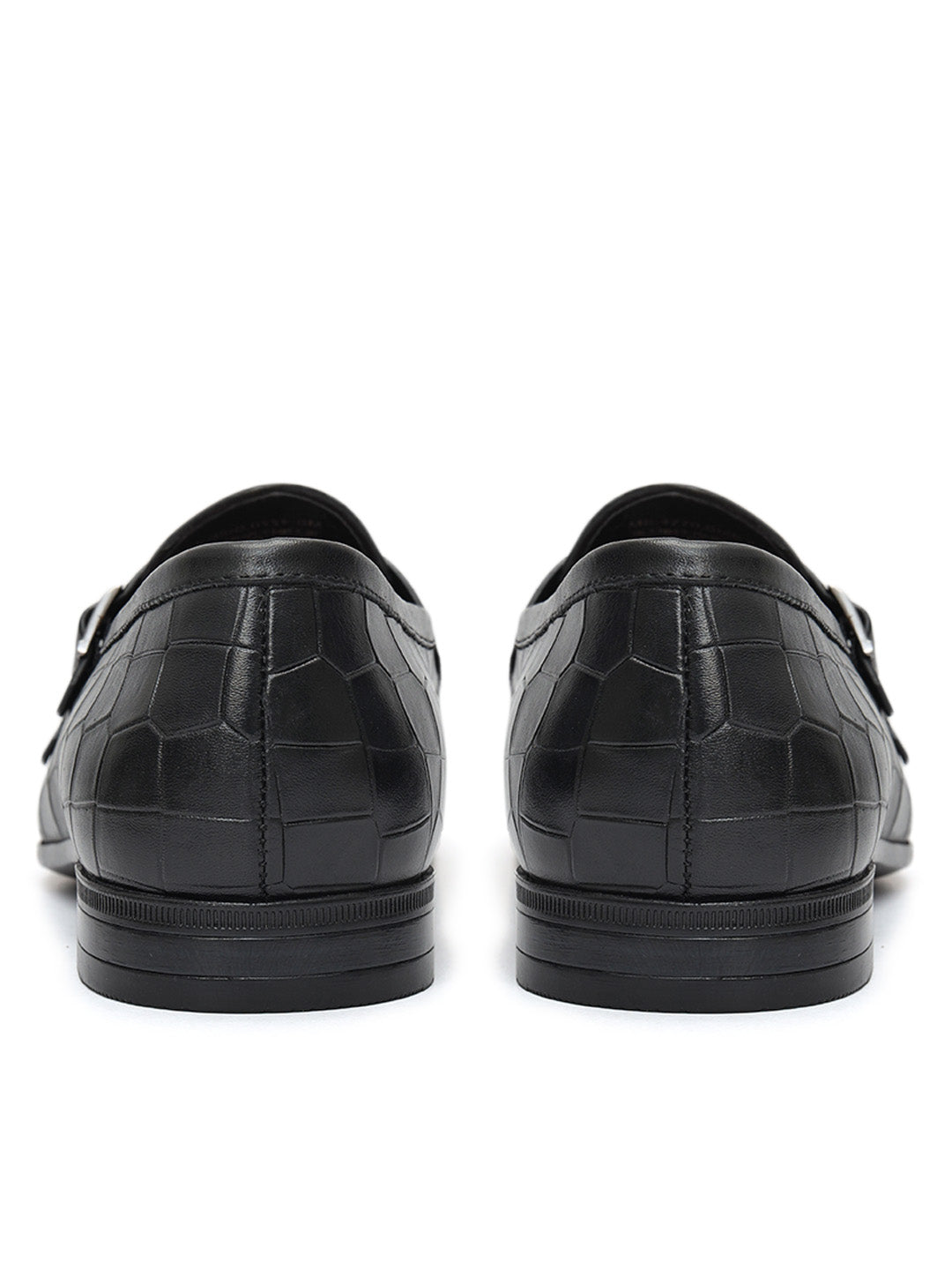 Black Croco Textured Monk Straps